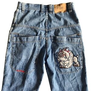 Vintage Machine Jeans Bulldog Embroidered Jeans  Jinco Style Size 28×28 Measured